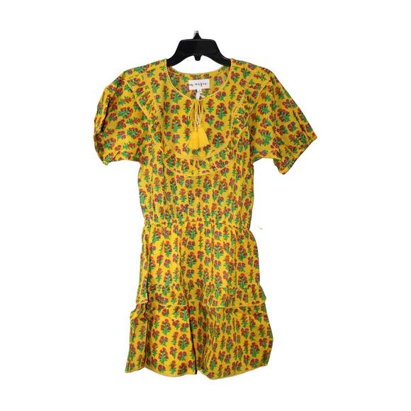 Maisic Womens BIB DETAILED ELASTIC WAIST MIN Casual, Yellow Combo, Size Small - Picture 3 of 6